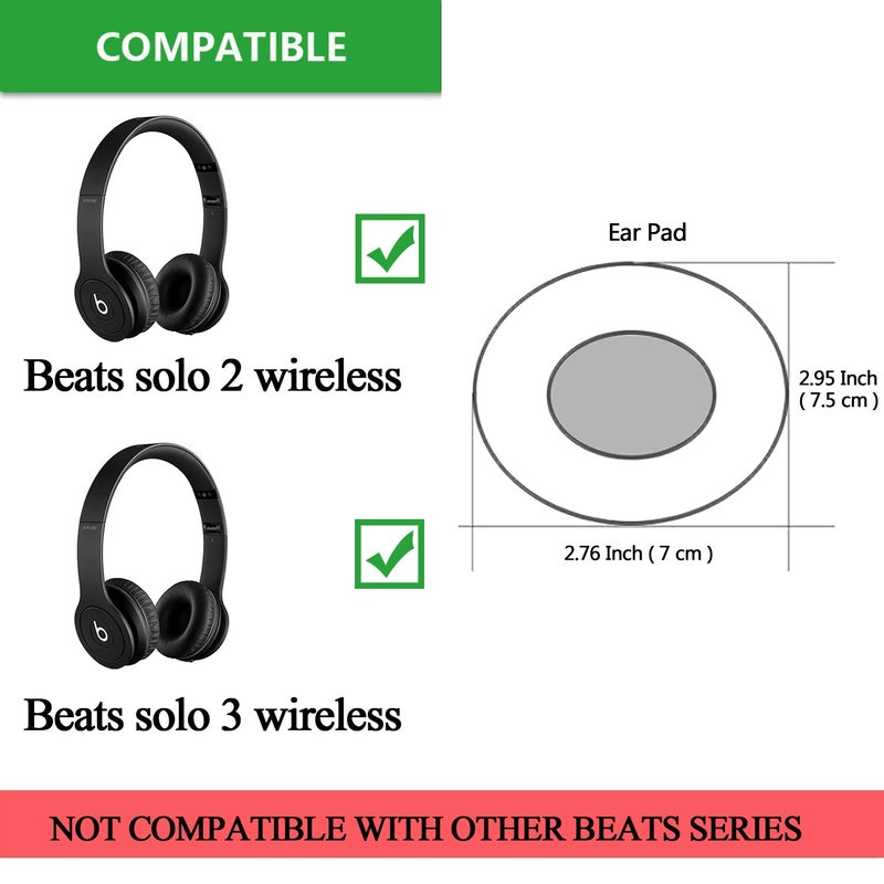 Jarmor Solo 2/3 Wireless Earpads - JARMOR Replacement Protein Leather & Memory Foam Ear Cushion Cover for Beats Solo2/3 Wireless On Ear by Dr. Dre Headphones ONLY (NOT FIT Solo 2 Wired) - White - Image 2